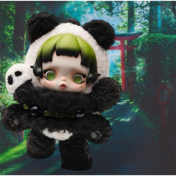 POP MART Skullpanda LAZY Panda Plush Doll Pendant LIMITED EDITION Green / Black - Picture 4 of 9